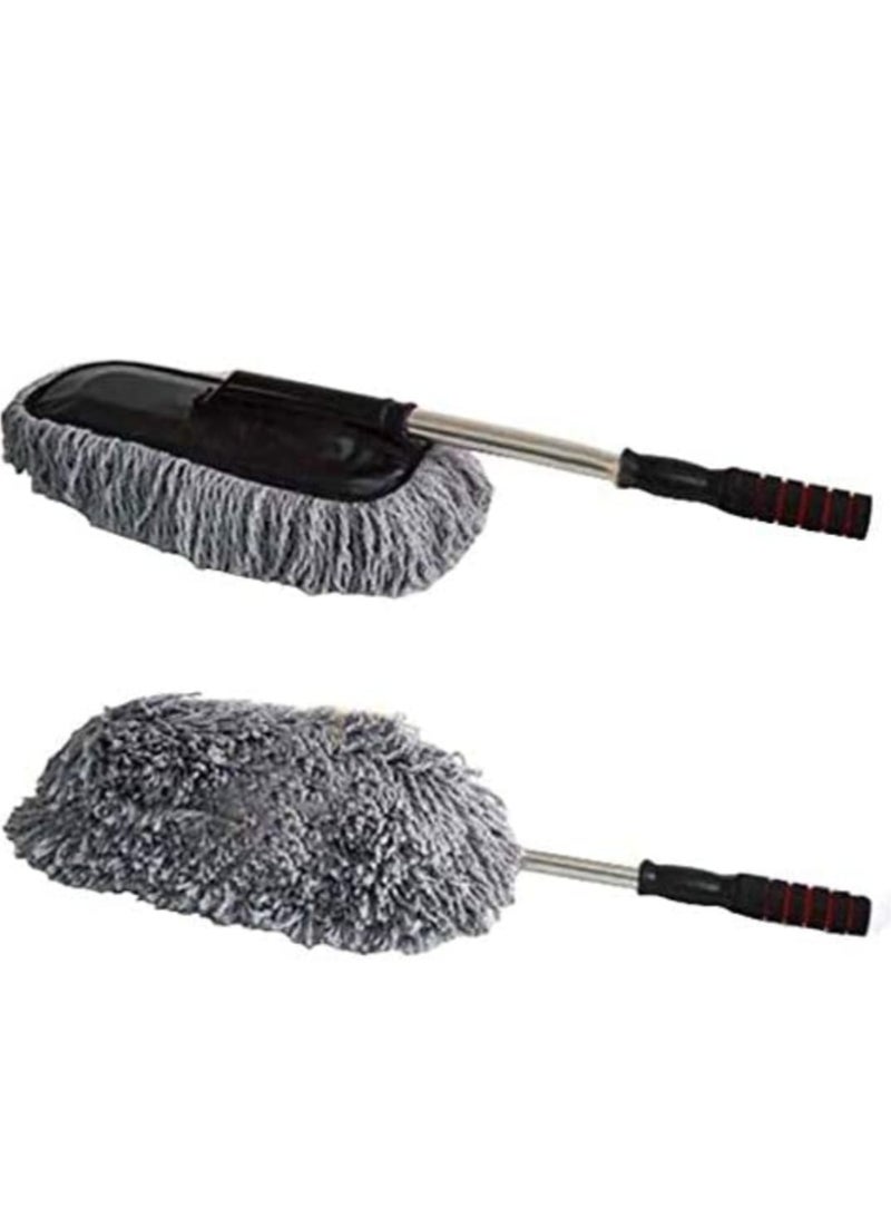 منفضة غبار للسيارة من الألياف الدقيقة بمقبض قابل للتمديد – فرشاة تنظيف متعددة الاستخدامات للداخل والخارج، خالية من الخدوش والوبر، ممسحة غبار كبيرة مع عصا تلسكوبية من الستانلس ستيل للسيارة والمنزل والمكتب - Image 2